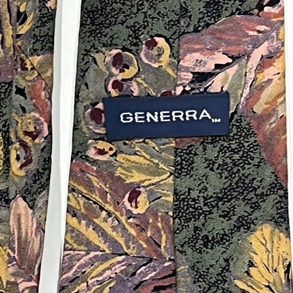 Generra Vintage Fall Leaf Berry Bright Retro Design Rayon Tie - Picture 6 of 10